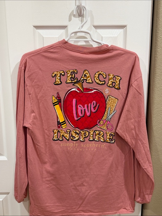 Simply Southern Tops - Simply Southern Long Sleeve Tee - Dusty Rose with Yellow Accent size extra large